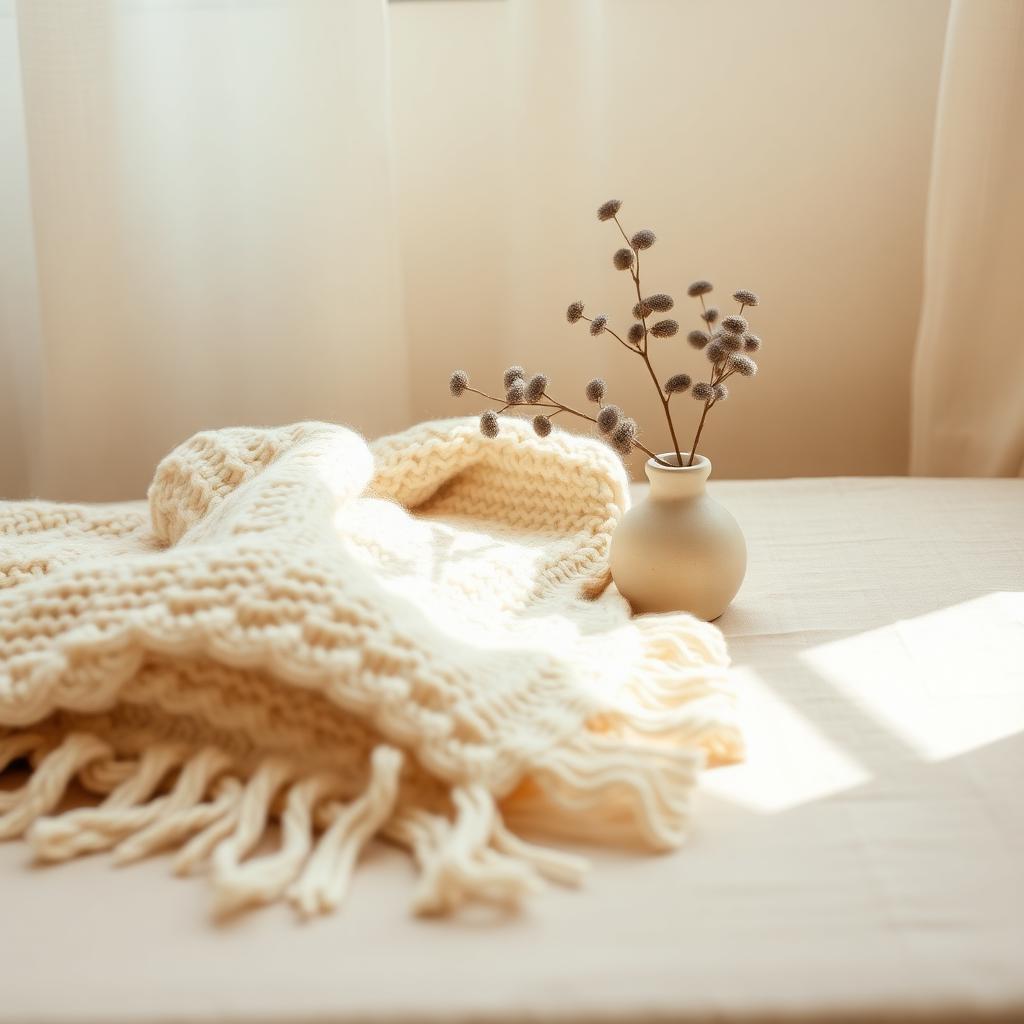 Atmosphère douce et beige évoquant la maternité